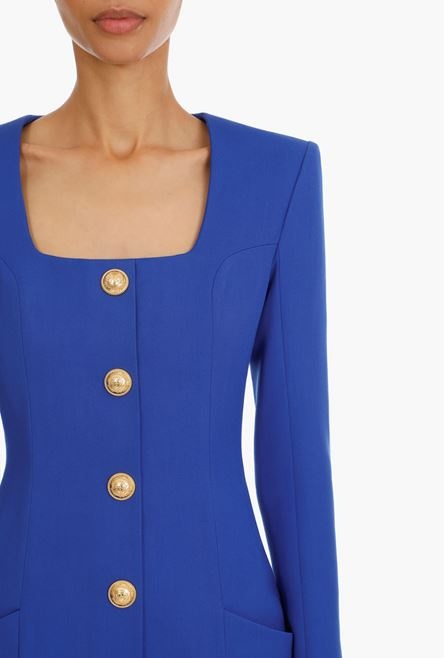 Short “gitane” blue wool dress with gold-tone buttons - 5