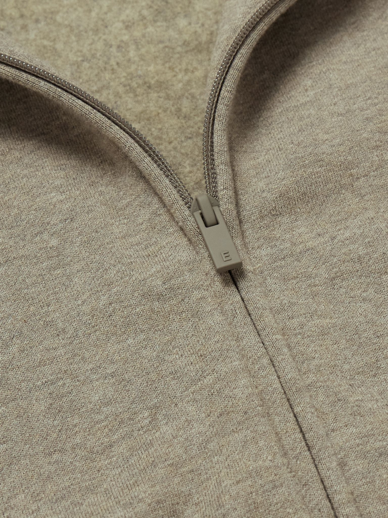 Oversized Logo-Appliquéd Cotton-Blend Jersey Zip-Up Sweatshirt Taupe - 4