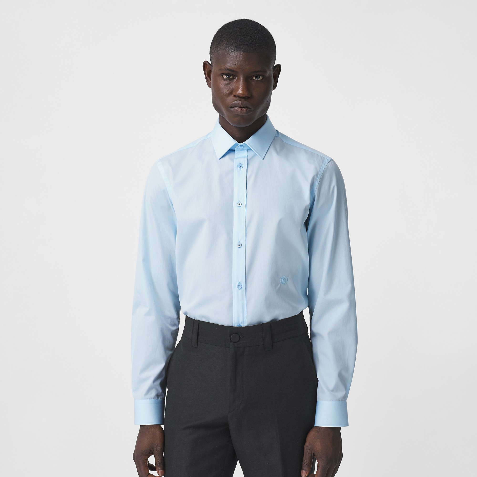 Slim Fit Monogram Motif Cotton Poplin Shirt - 8