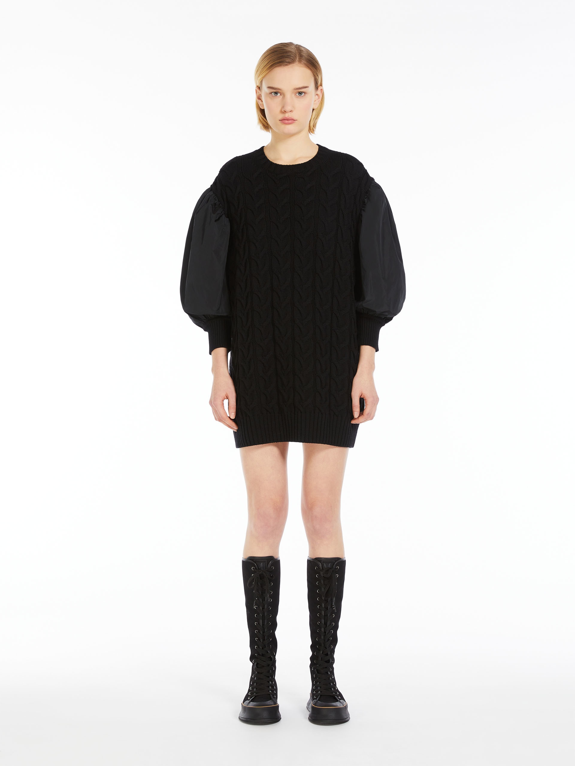 ANCELLA Wool dress with balloon sleeves - 3