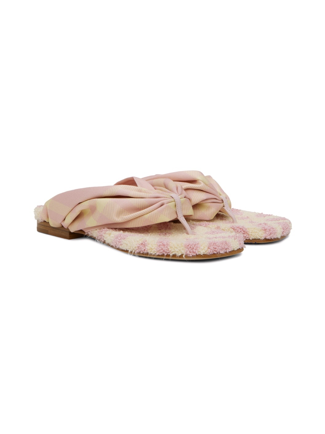 Pink & Yellow Fabric Sandals - 4