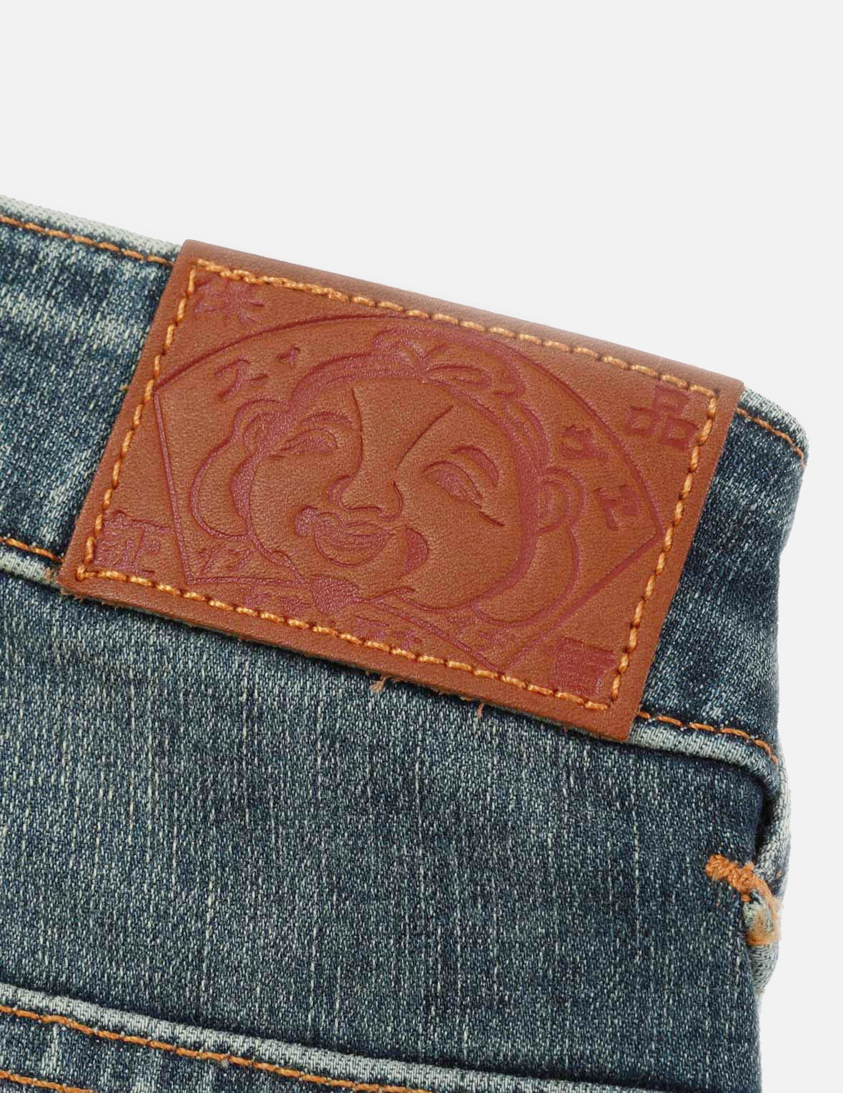 GRAFFITI DARUMA AND LOGO-PATTERN SEAGULL SKINNY JEANS - 9