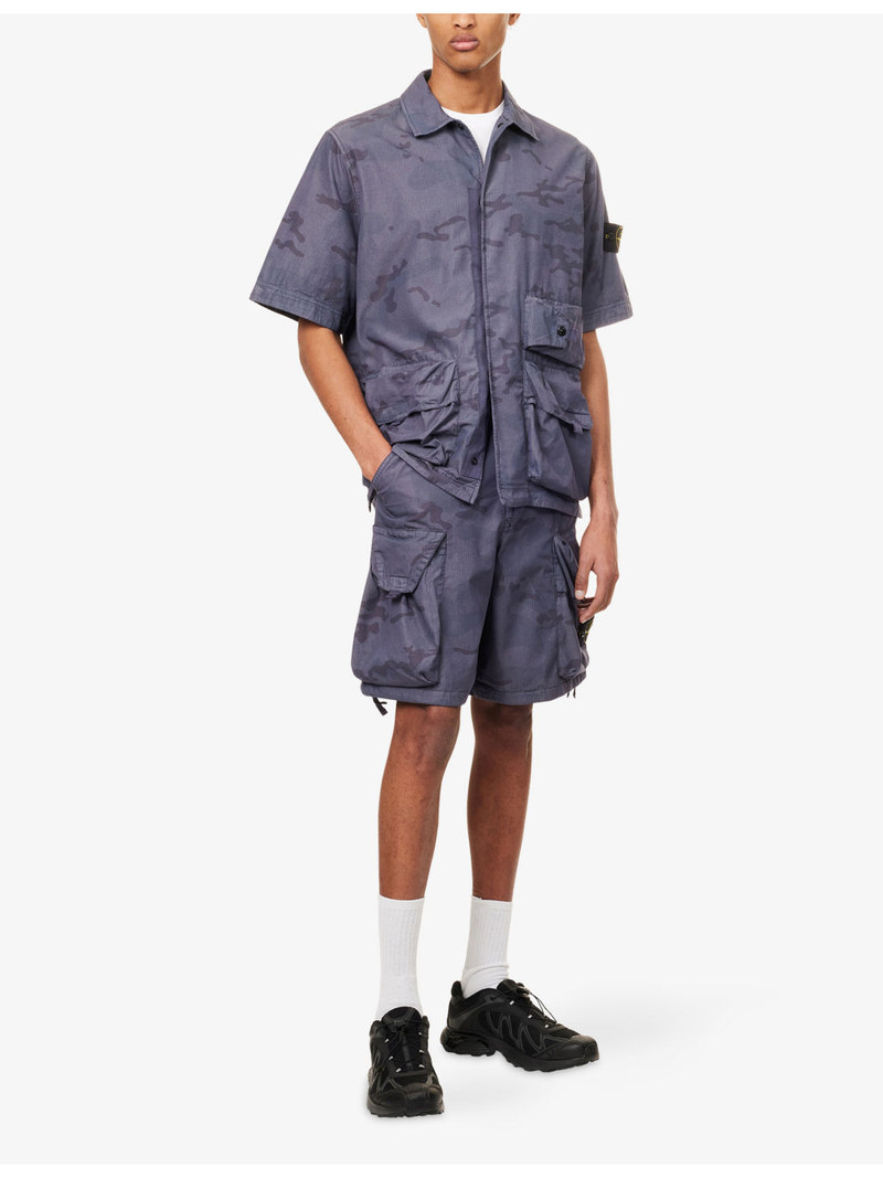 Stone Island Camo Compass-Badge Ripstop Cotton-Blend Shirt outlook