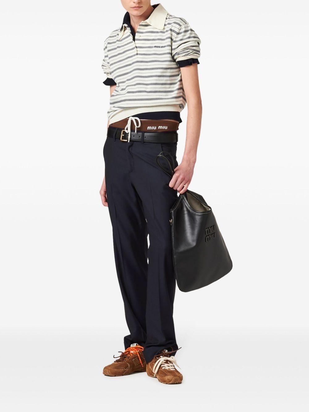 striped knitted cotton polo shirt - 2