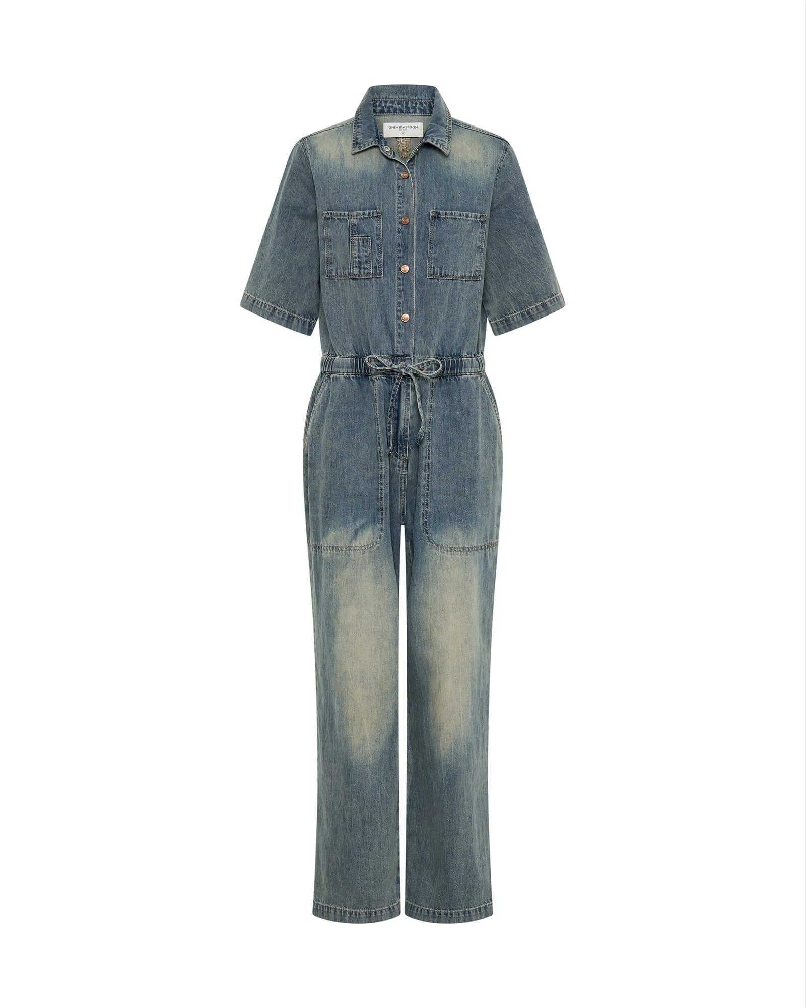 Veronica Denim Jumpsuit - Blue Sand - 1