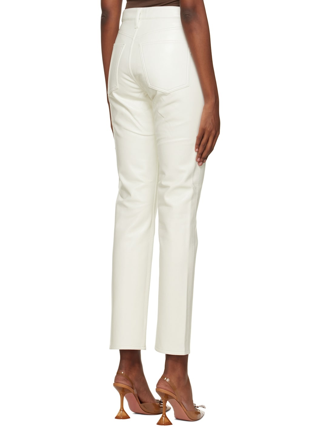 White 90s Leather Pants - 3