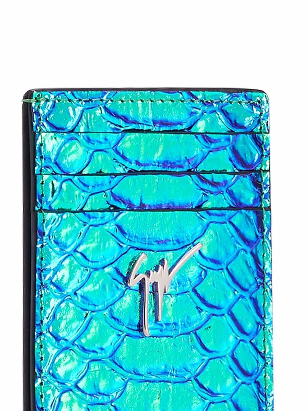 Albert iridescent python-print cardholder - 3