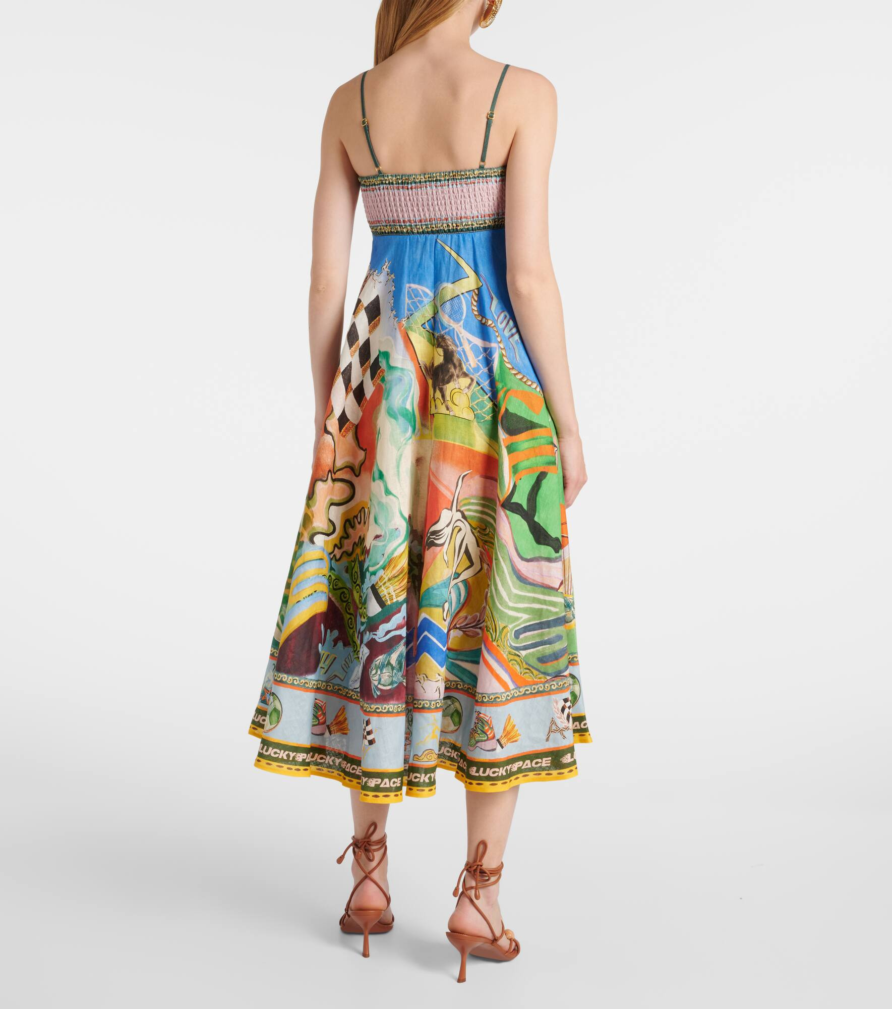 Lucky Pace printed linen midi dress - 3
