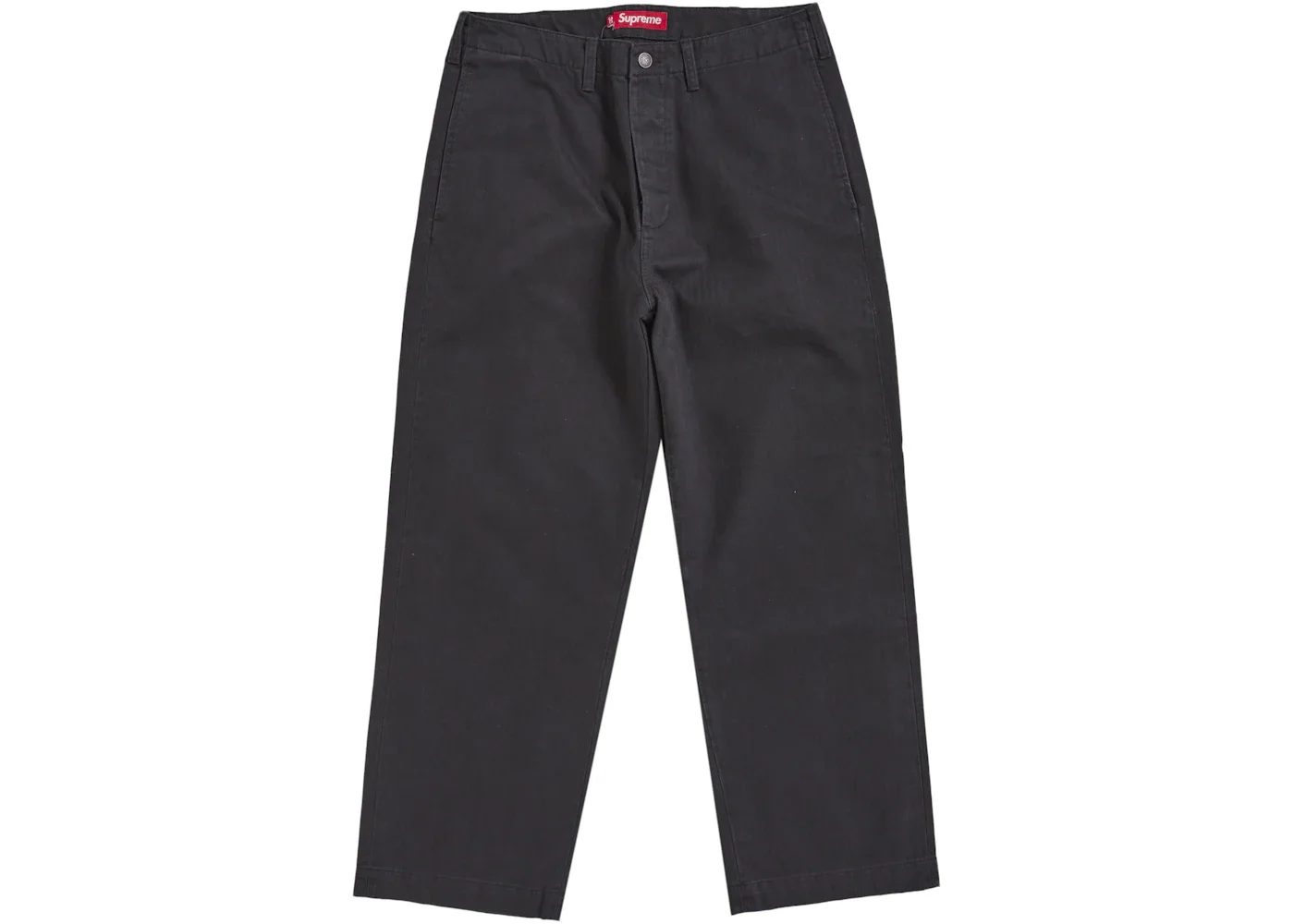 Supreme Washed Herringbone Chino Pant Black - 1