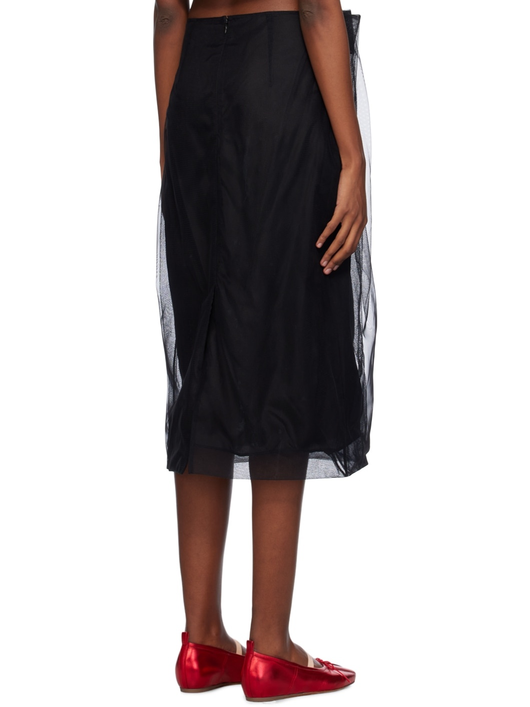 Black Pleated Midi Skirt - 3