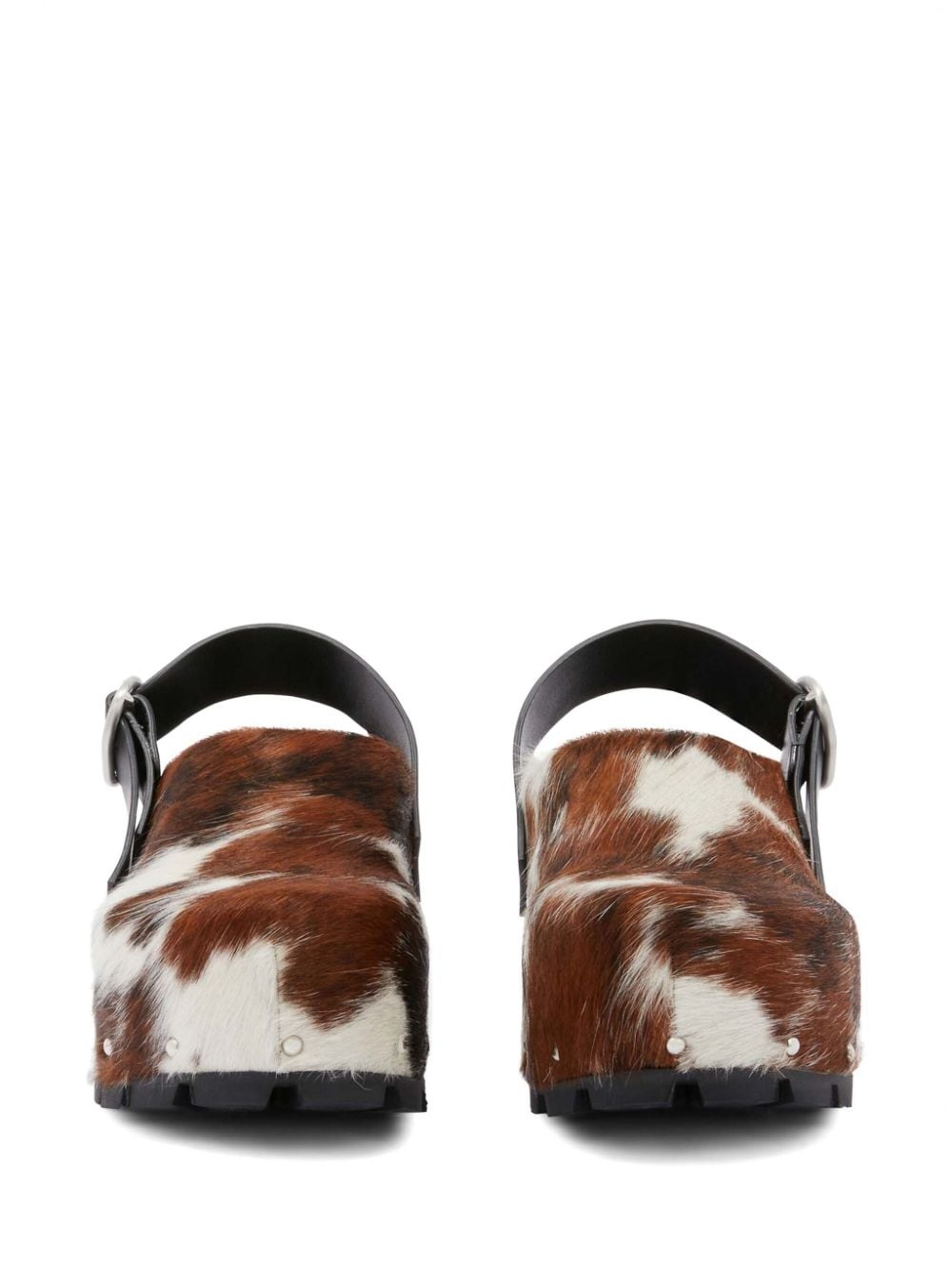 cow-print calf-hair clogs - 4