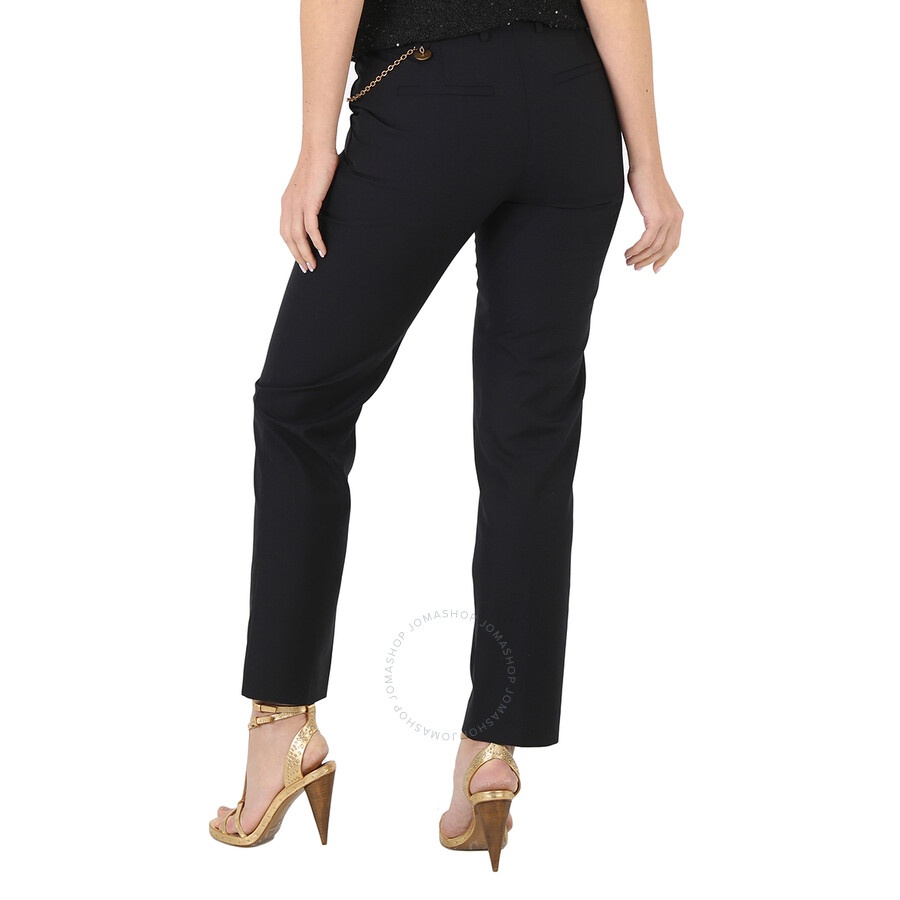 Givenchy Ladies Black Wool Cigarette Chain Trousers - 6