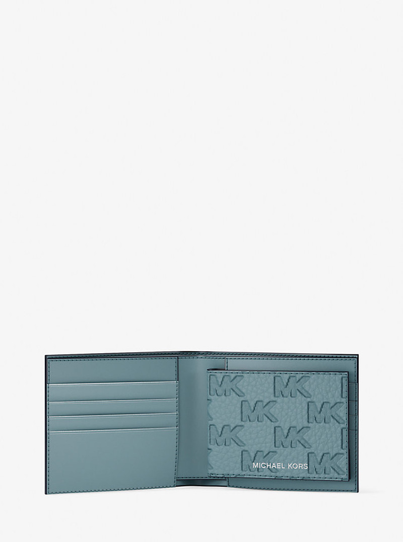 MICHAEL KORS Hudson Logo Embossed Leather Billfold Wallet and Passcase outlook