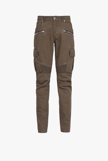 Taupe cotton cargo pants - 1