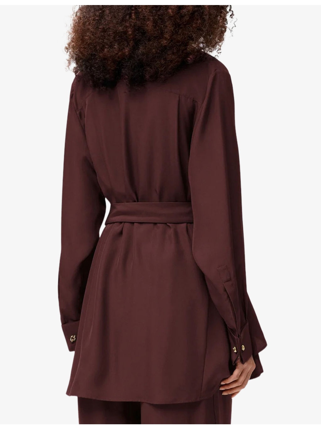 Pointed-Collar Belted Silk Blouse - 4