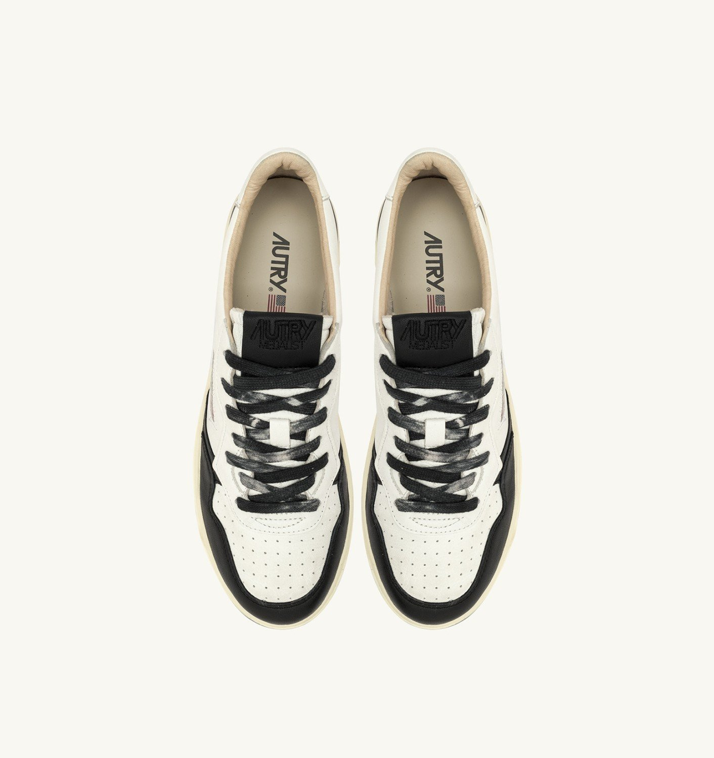 MEDALIST LOW SNEAKERS IN WHITE AND BLACK LEATHER - 5