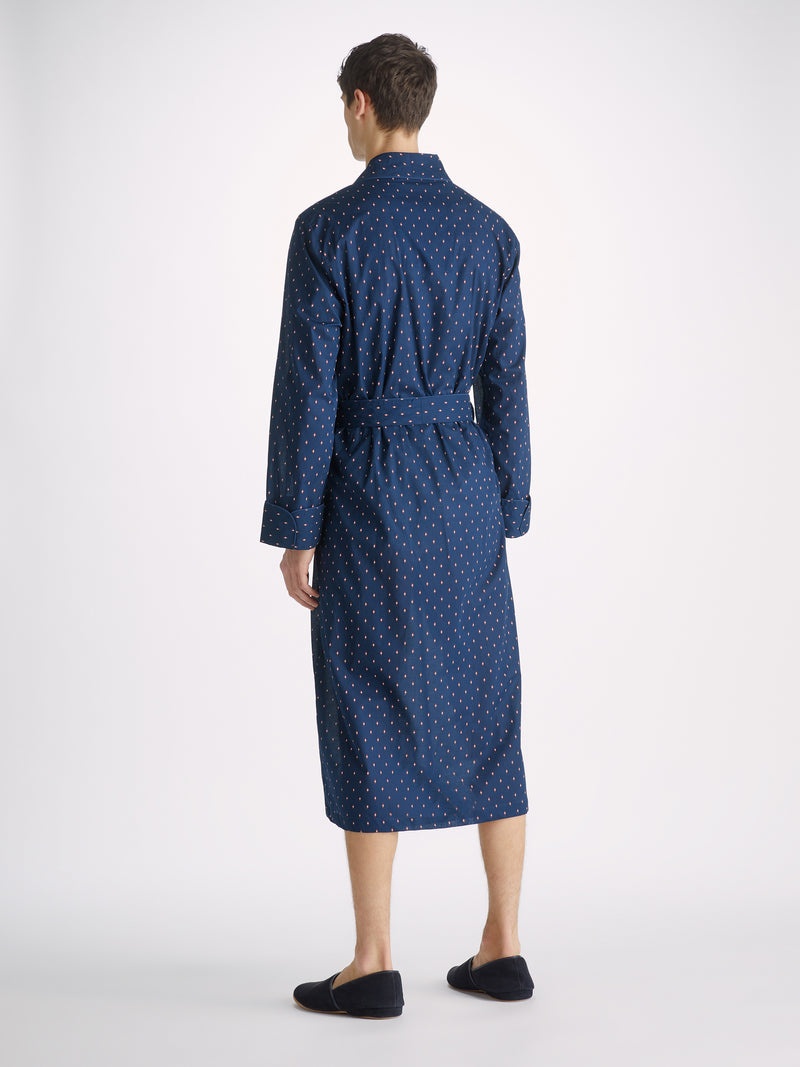 Men's Dressing Gown Nelson 96 Cotton Batiste Navy - 6
