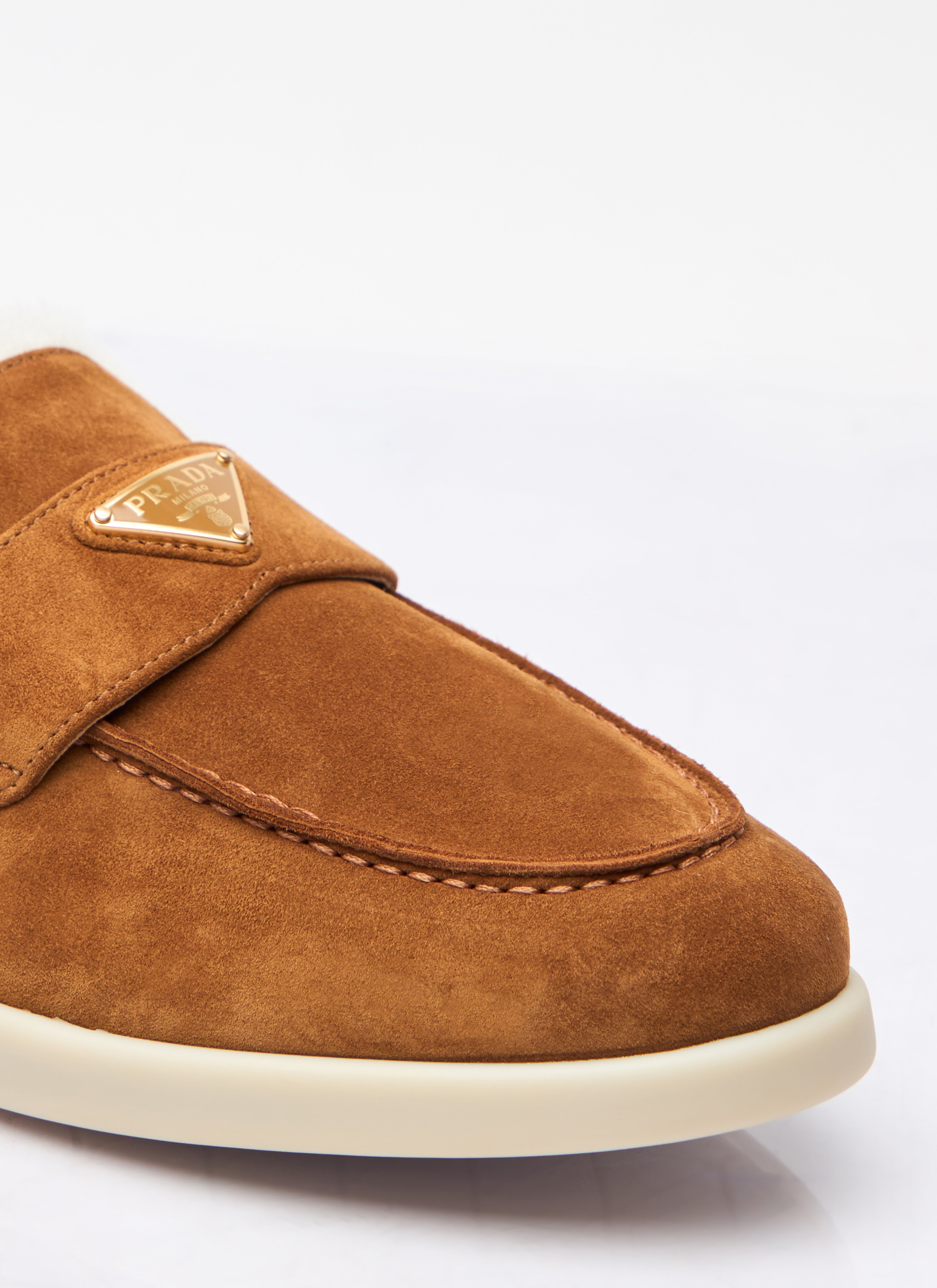 Prada Women Suede And Shearling Loafers - 2
