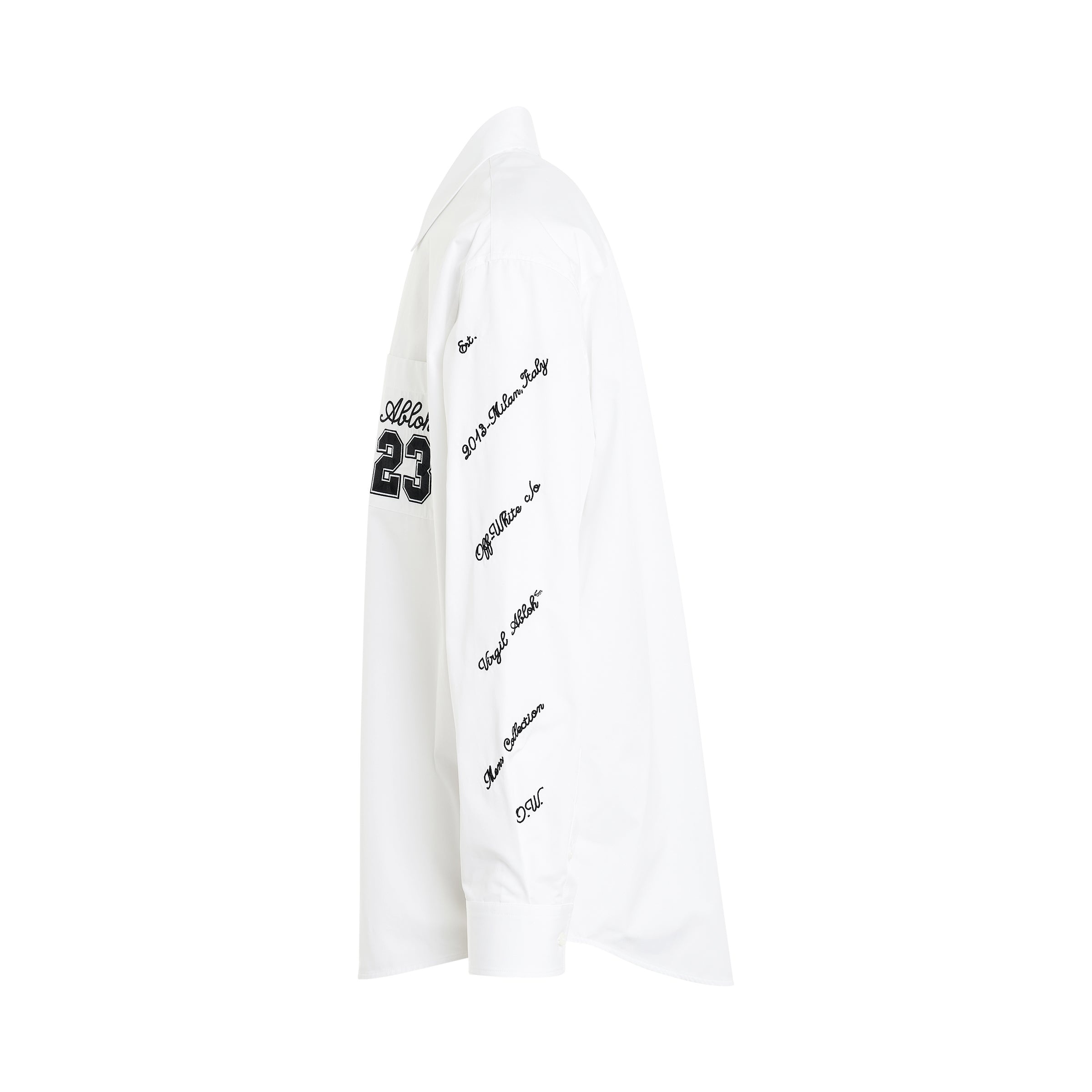23 Logo Veavy Cotton Overshirt in White/Black - 3