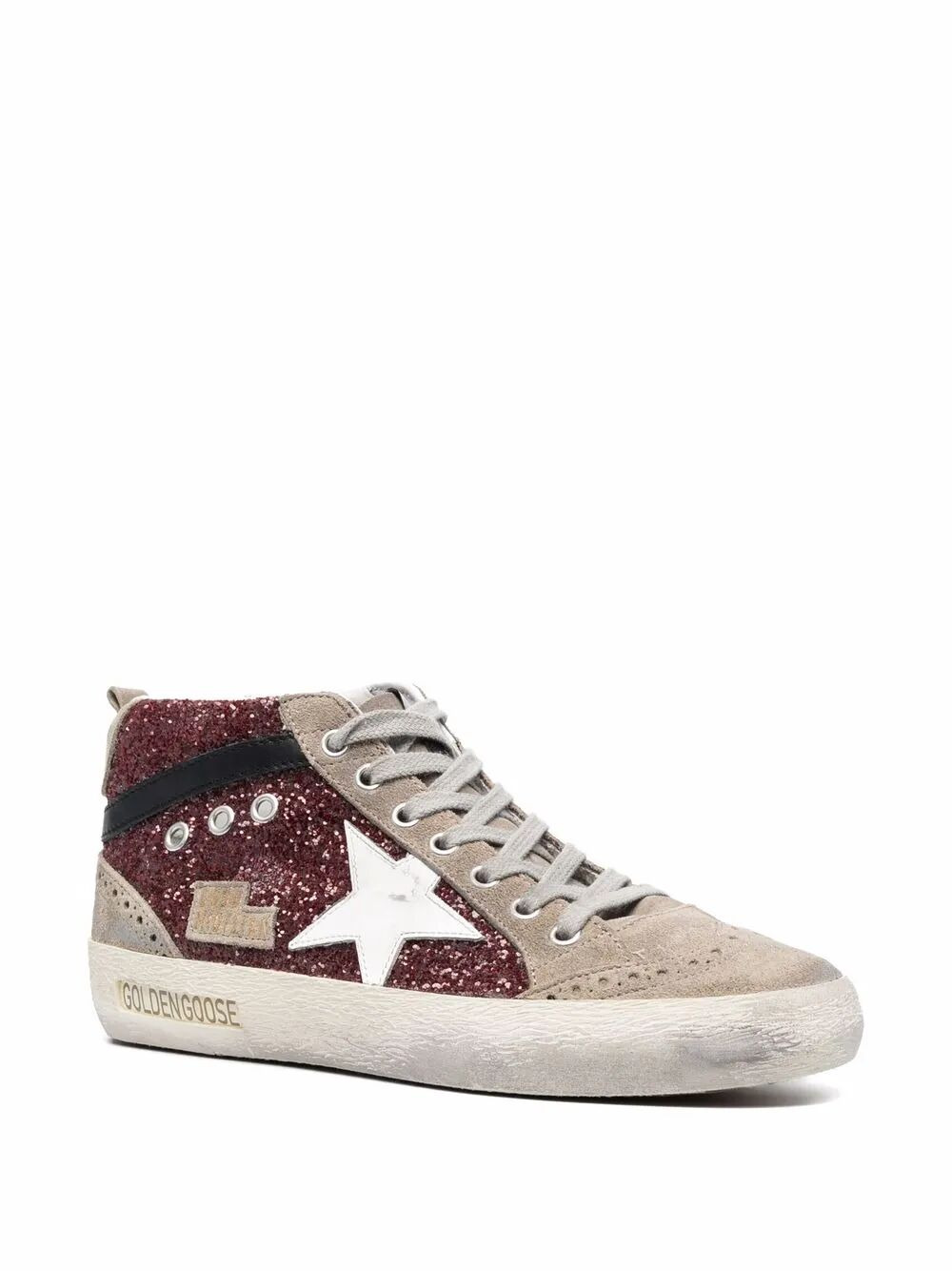 Golden Goose Women "Mid Star" Glitter Upper Suede Toe And Spur Leather Star And Wave - 4