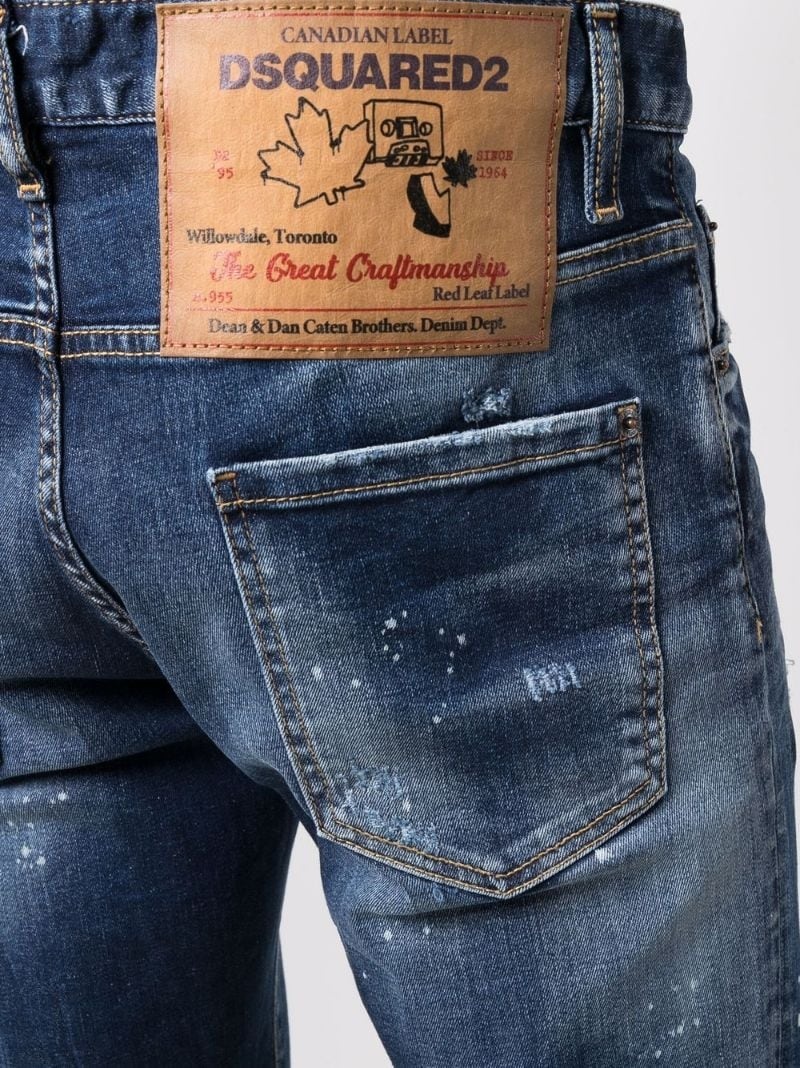 stonewashed slim distressed jeans - 5
