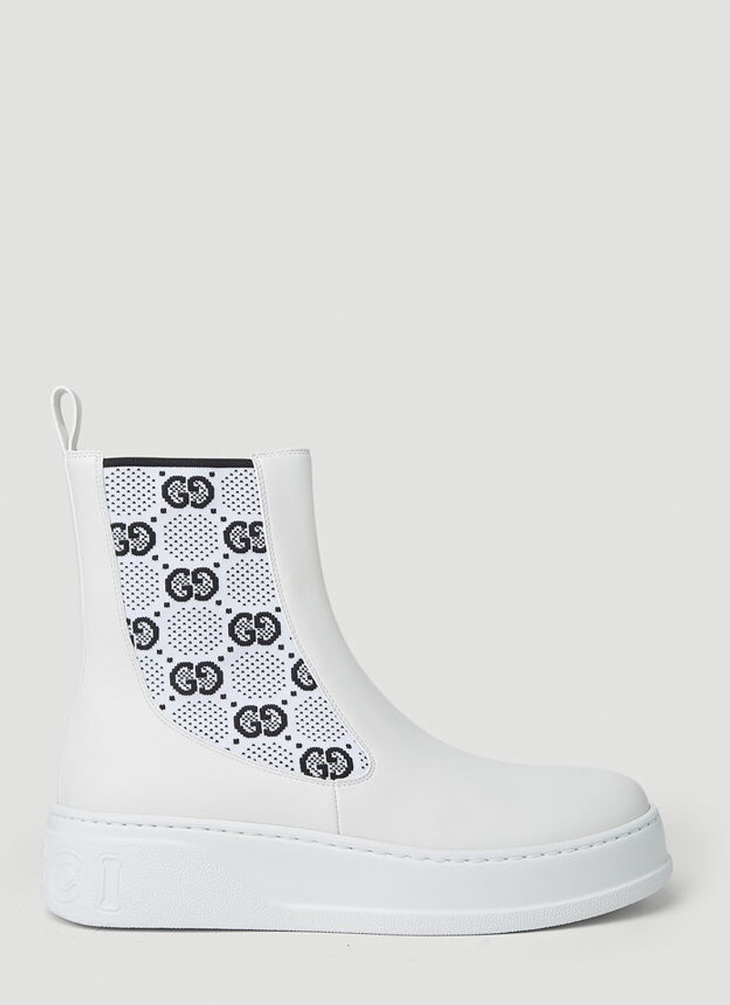 GG Jersey Chelsea Boots in White - 1