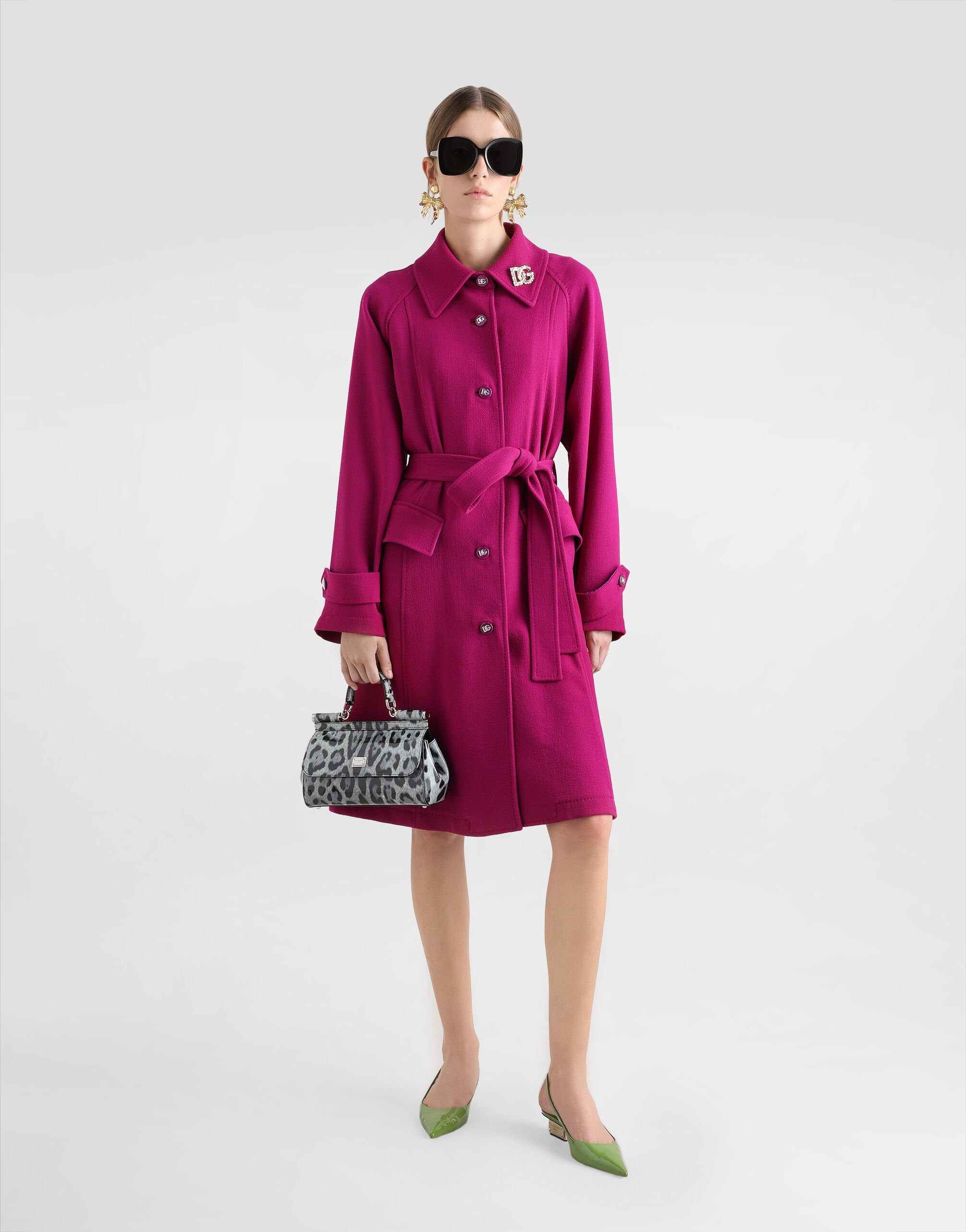 Single-breasted wool crepe coat with belt - 2