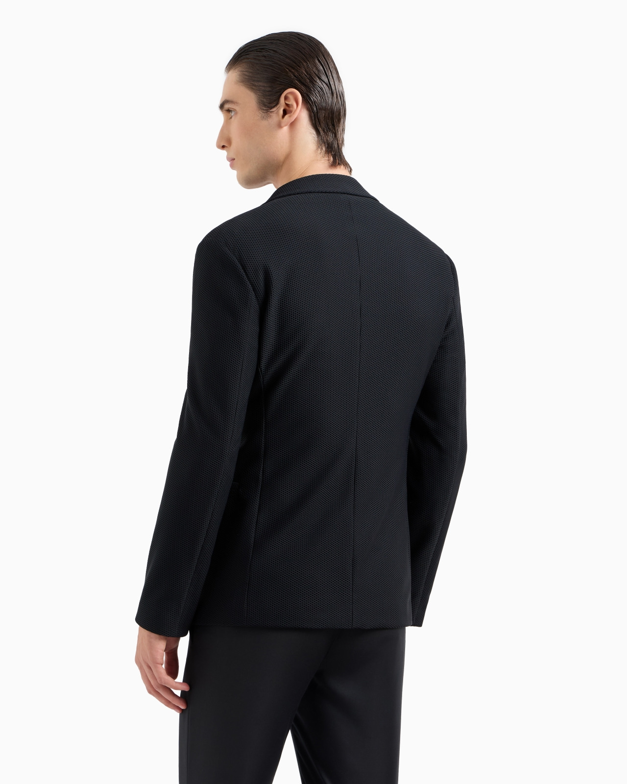 SINGLE-BREASTED JACKET IN TECHNICAL WAFFLE FABRIC - 3