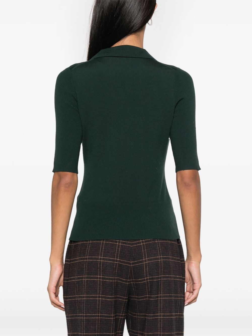 ribbed-knit polo top - 4