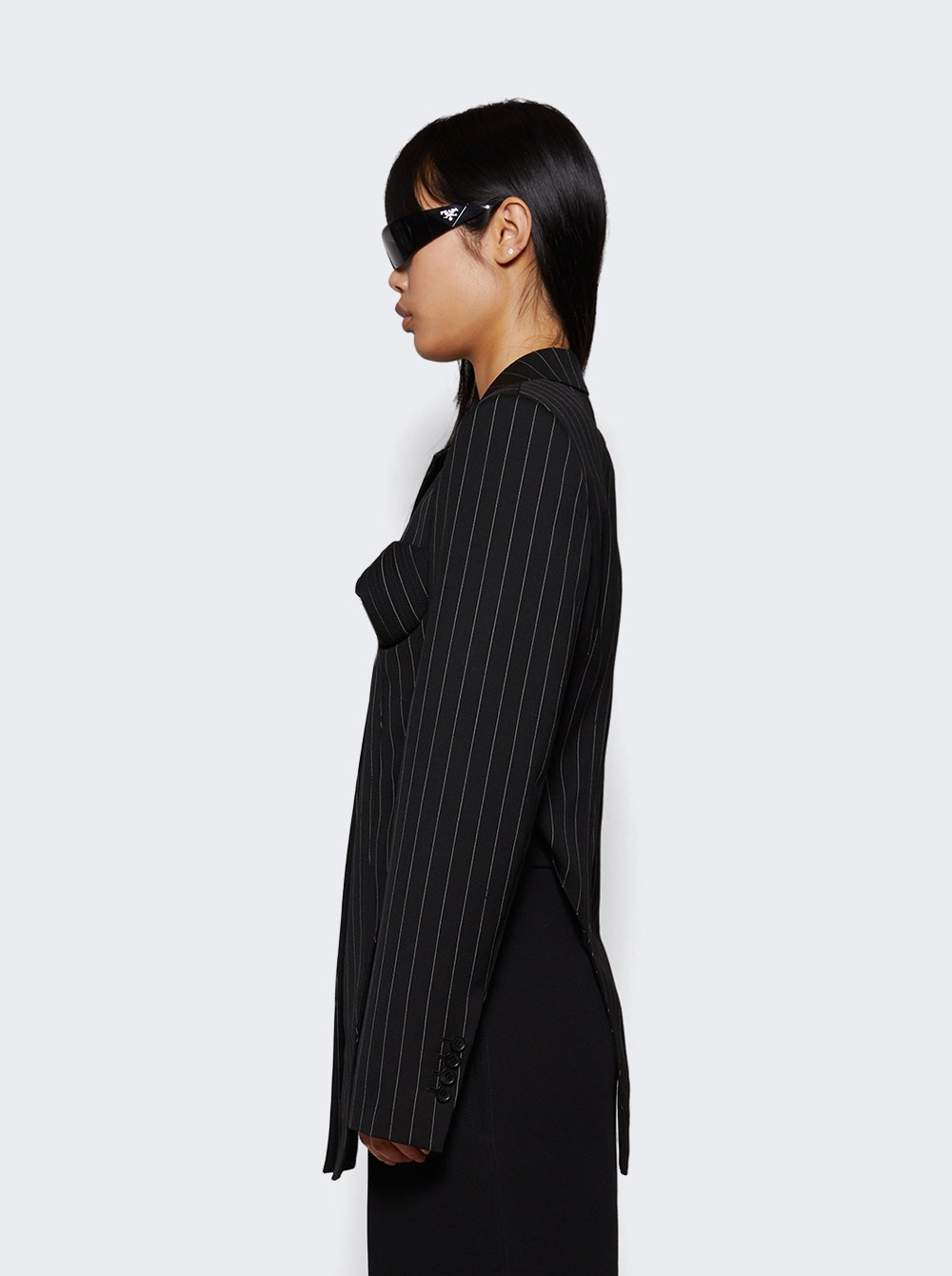Tailoring Jacket With Corset Details Black And White - 3