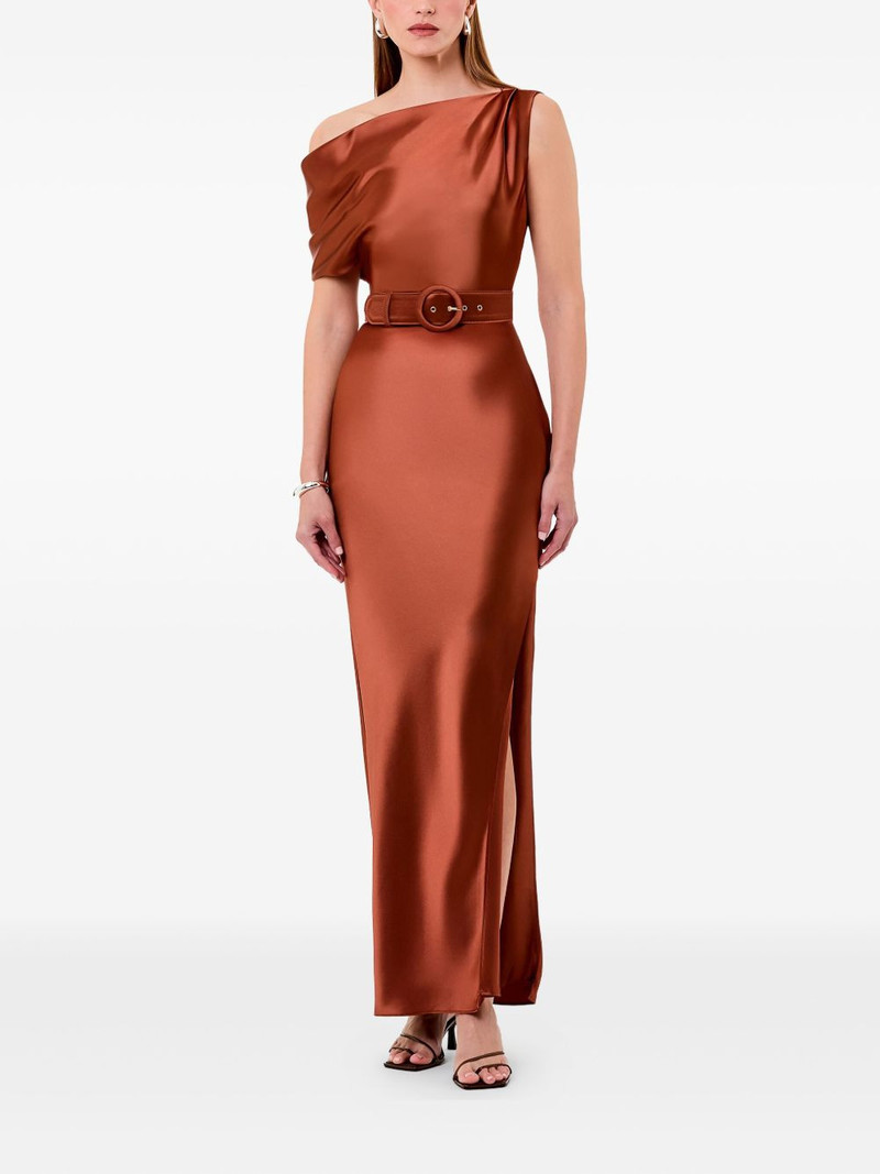 NICHOLAS one-shoulder belted-waist maxi dress outlook
