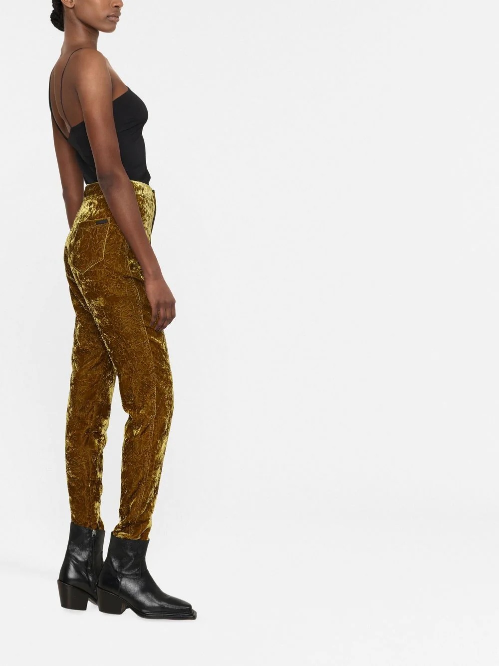 velvet-effect slim-cut trousers - 3