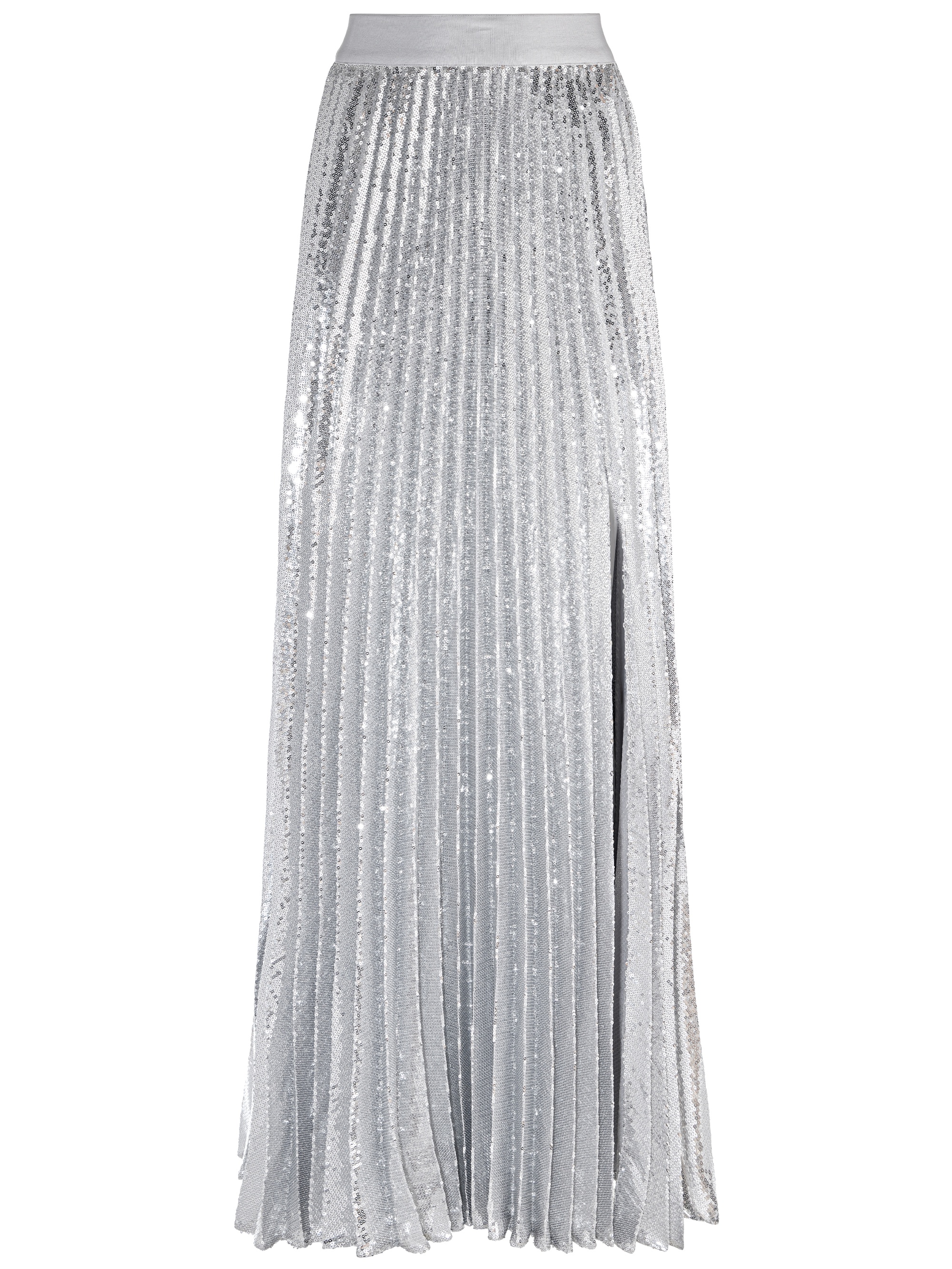 IVEY SEQUIN SUNBURST PLEATED MAXI SKIRT WITH SLIT - 1