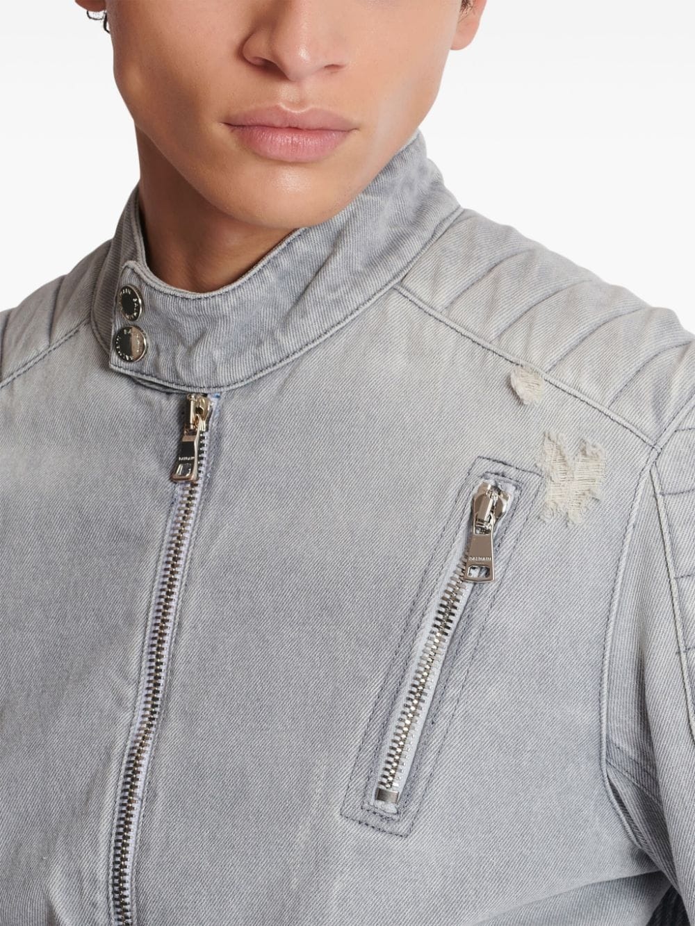 biker denim jacket - 6