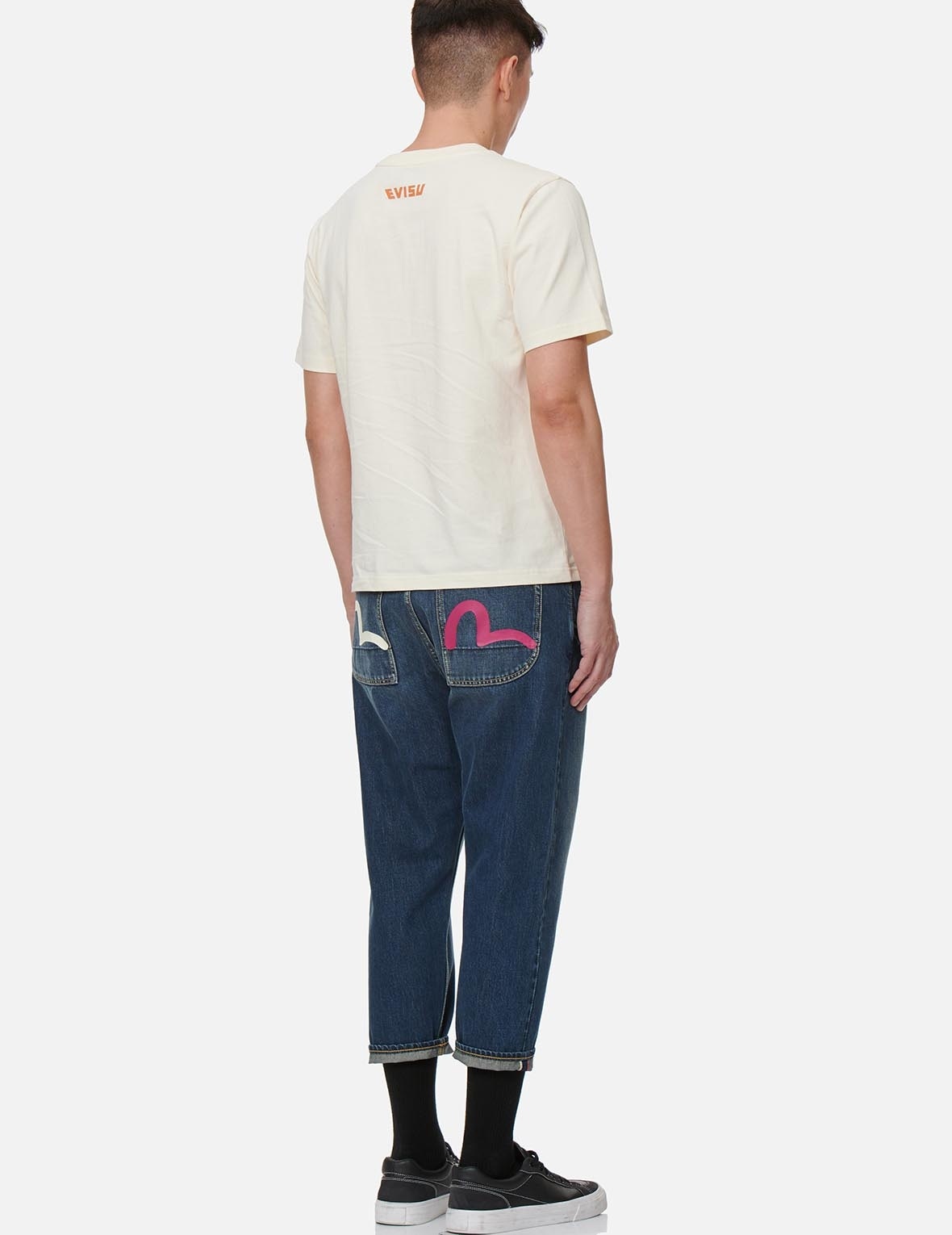 BI-COLOR SEAGULL PRINT CROPPED FIT JEANS #2027 - 3