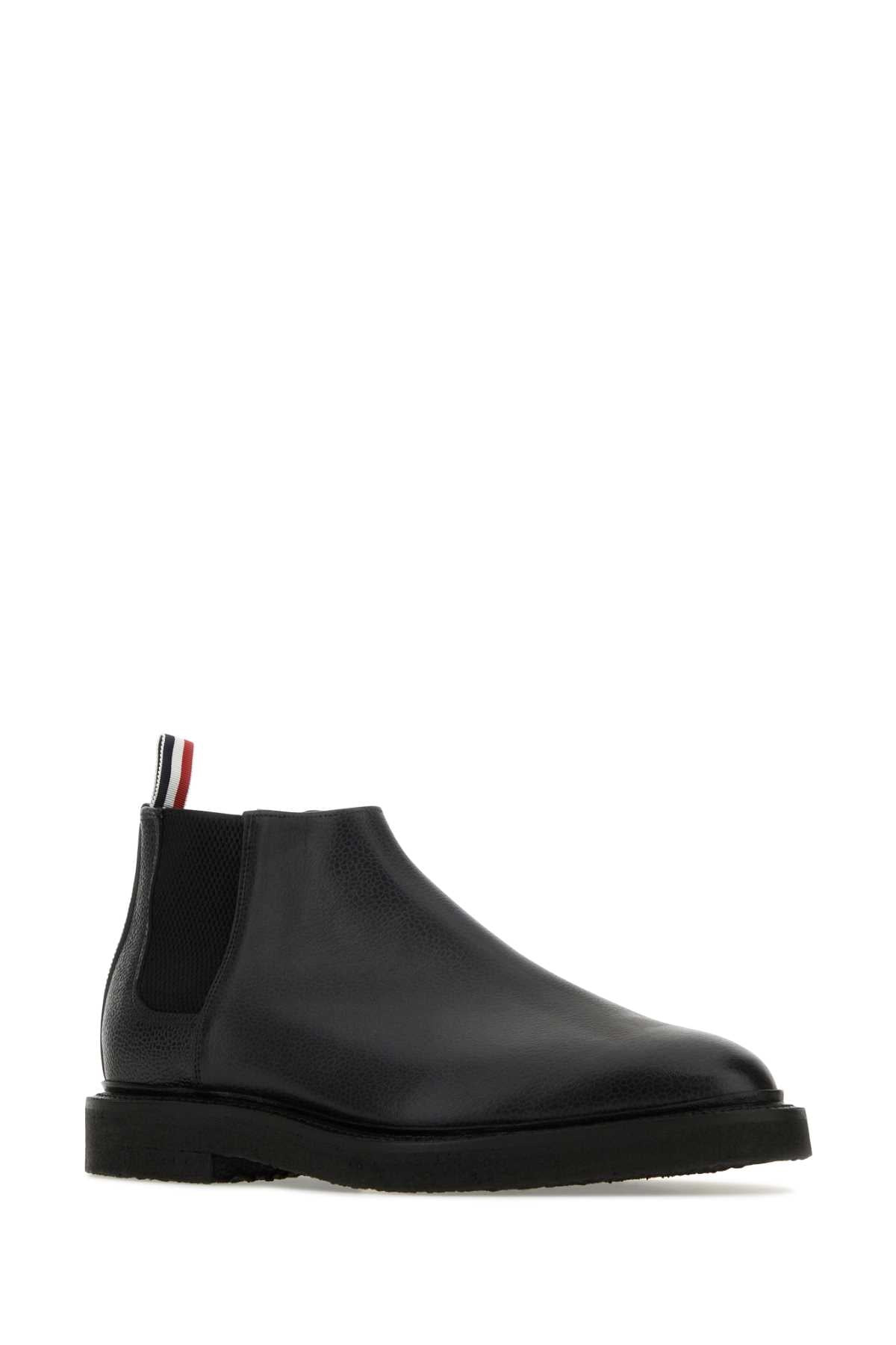 Thom Browne Men Black Leather Ankle Boots - 2