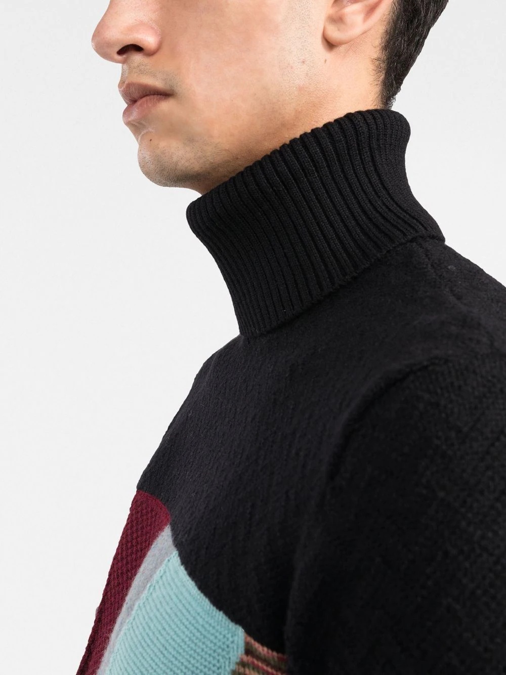 patchwork-motif roll neck jumper - 5