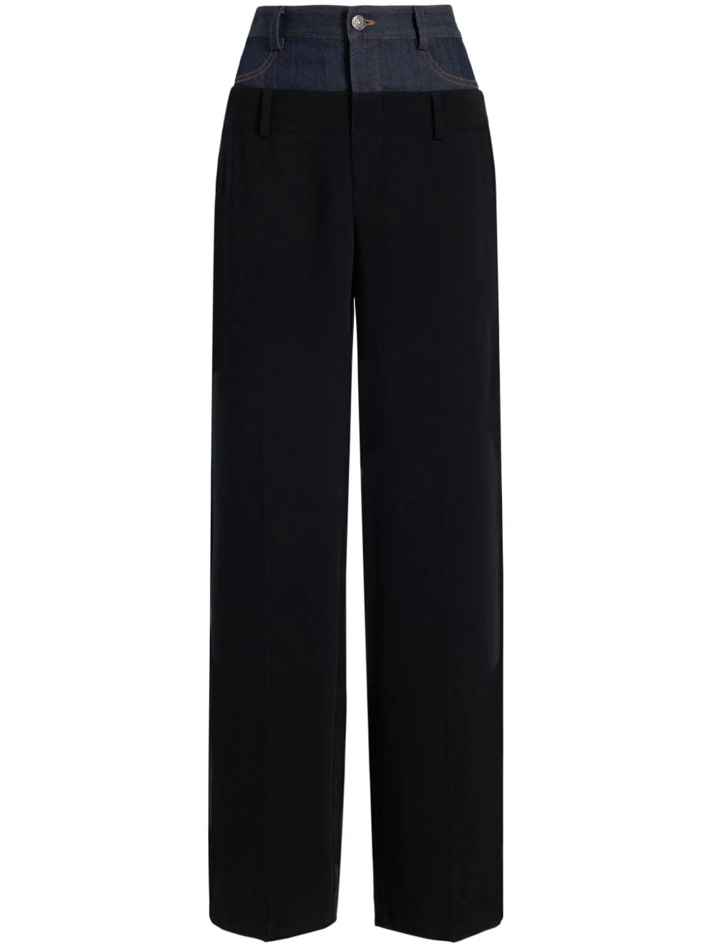 Dionne crepe and denim trousers - 1