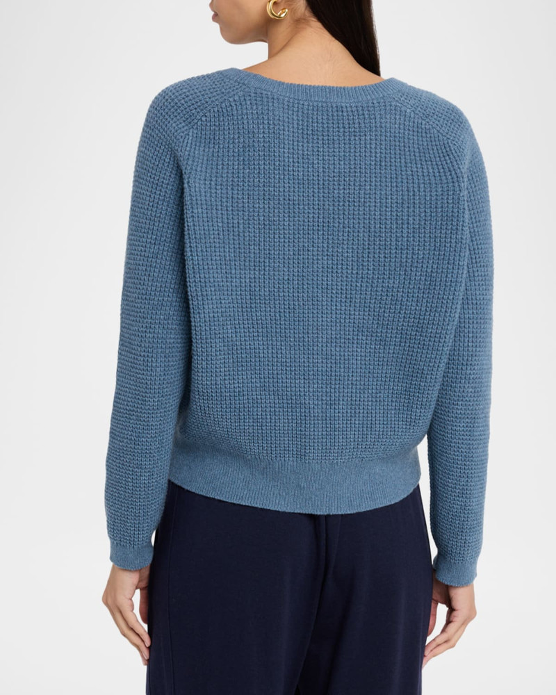 Crewneck Cotton-Cashmere Thermal Knit Top 3
