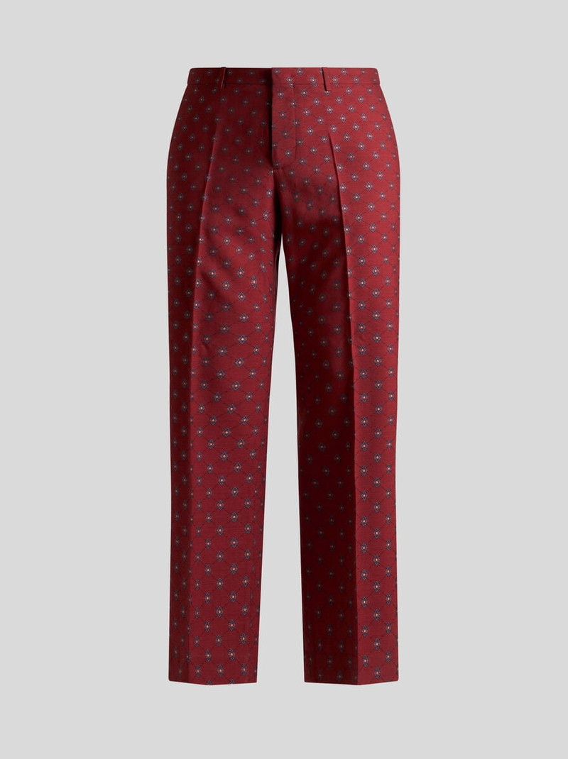 WOOL-BLEND ARCHIVE TIE JACQUARD TROUSERS 1