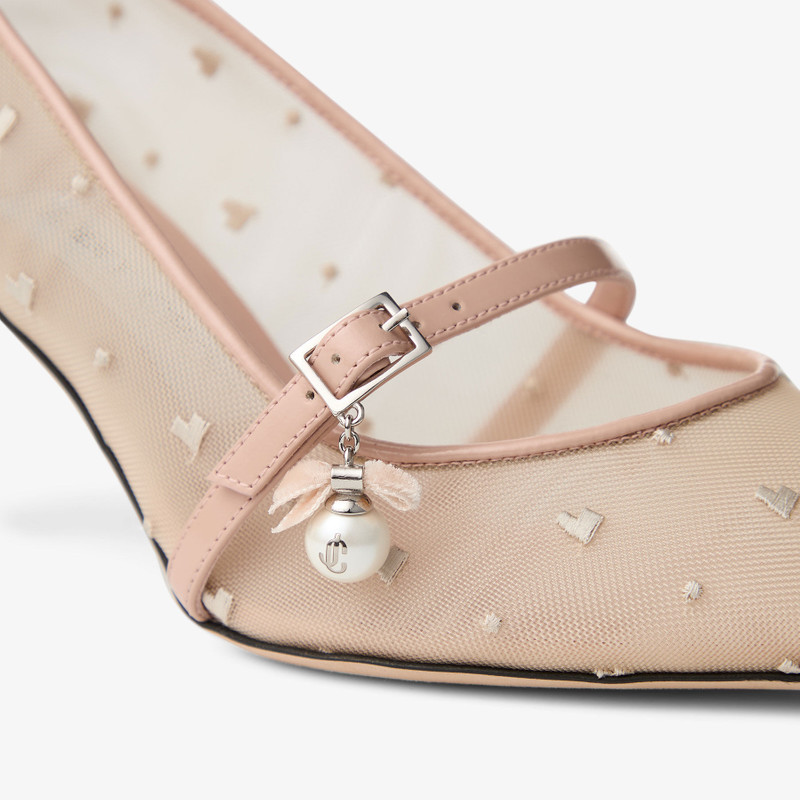 Aren Pump 65 Macaron Leather and Heart Mesh Pumps with Pearl Charm 4