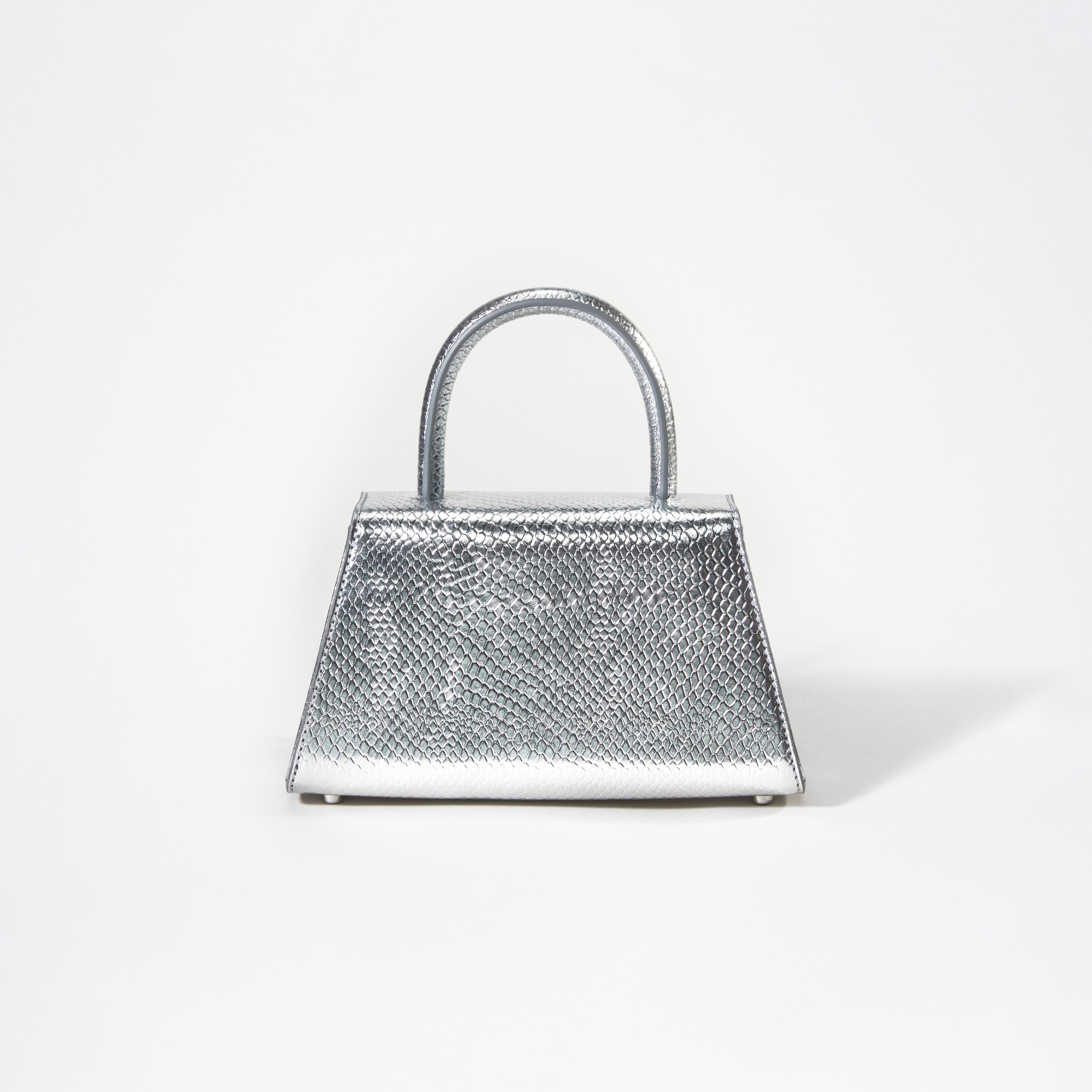 Silver Python Diamante Bow Mini Bag - 3