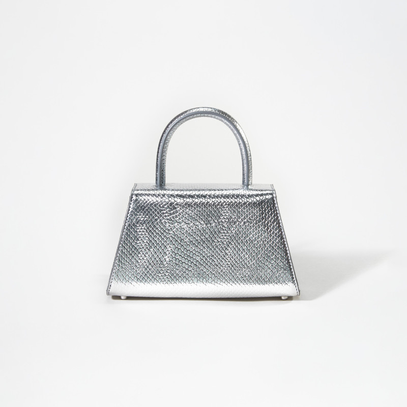 Silver Python Diamante Bow Mini Bag 3