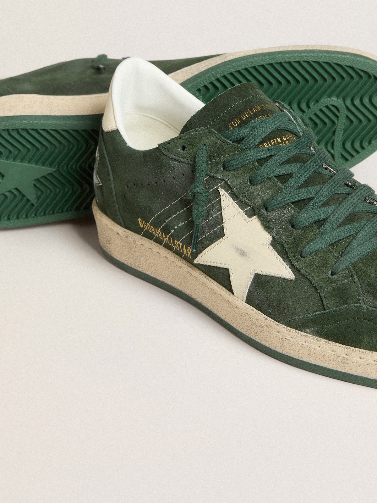 Men's Ball Star in green suede with white leather star and heel tab - 3