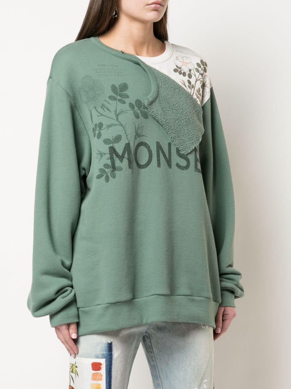 flap shoulder Botanical sweatshirt - 3