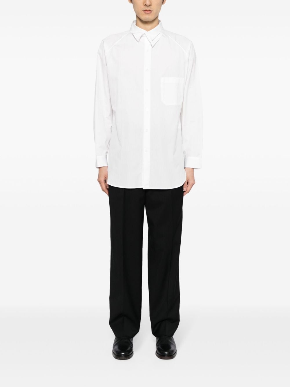 asymmetric-collar cotton shirt - 2
