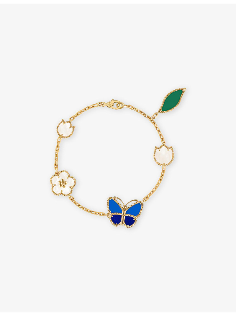 Lucky Spring Butterfly Long 18ct Yellow Gold and Stone Bracelet 1