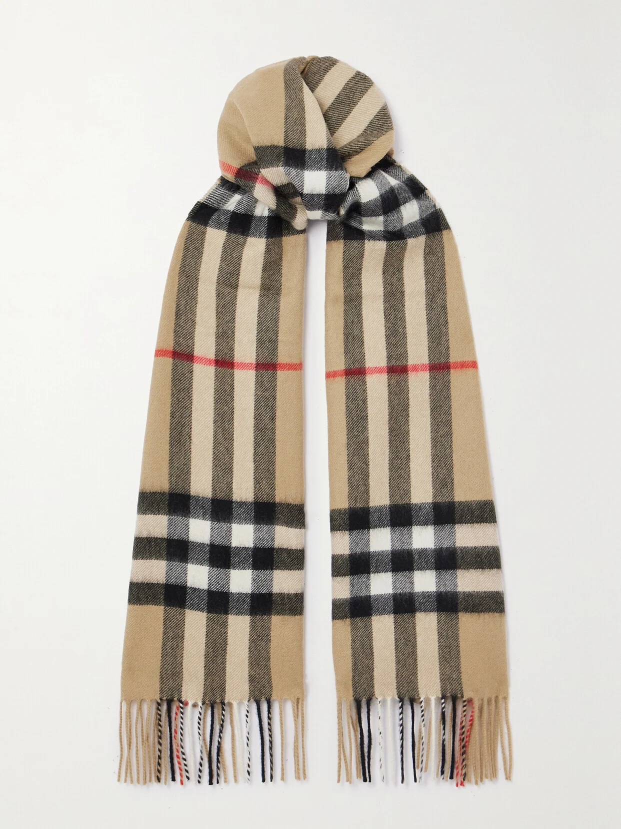 Fringed Checked Cashmere Scarf - 1