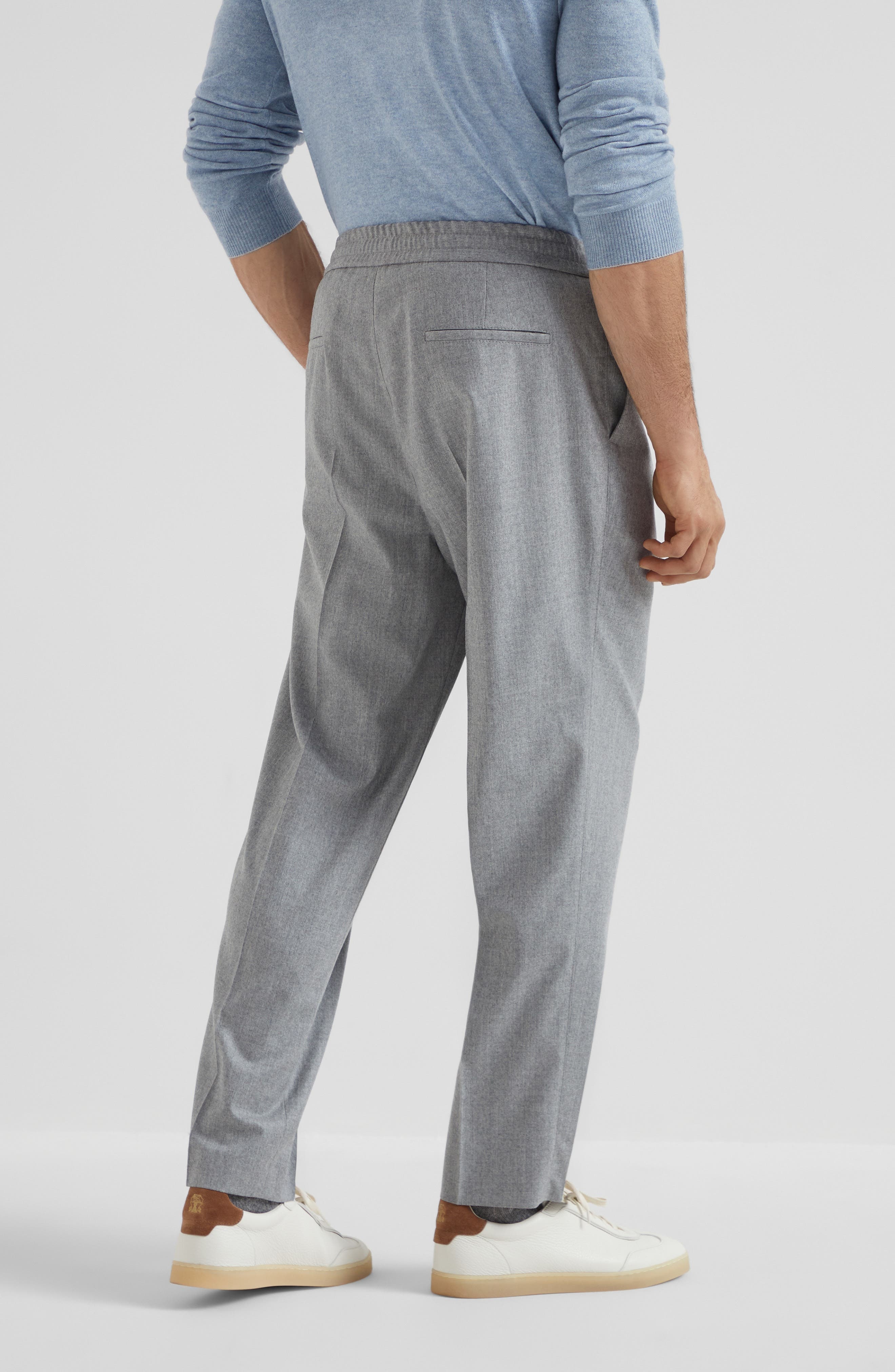 Brunello Cucinelli Virgin wool flannel trousers in Pearl Grey at Nordstrom - 3