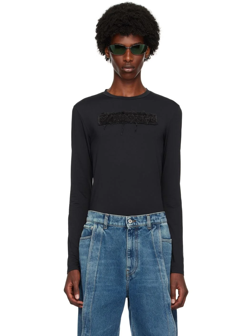 Black Logo Patch Long Sleeve T-Shirt - 1